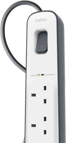 Belkin 4-Way Surge Protection Extension Lead 2m – White Power Strip with 4 Outlets – Keep Your Everyday Electronics Connected with Greater Peace of Mind