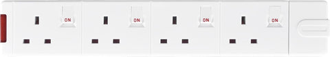 Four Socket Rewireable Trailing Socket with Individual Switches