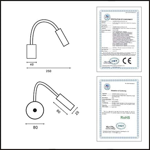 LED Wall Reading Lamp with Switch, Industrial White Wood Lamp, 360 Rotating Gooseneck Lamp, Wall Light for Bedroom, Hallway, Hotel, 3000K