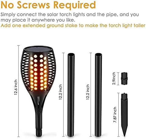 Aityvert Upgraded Larger Solar Torch Lights, Waterproof Outdoor Dancing Flames Lights, Flickering Flames Garden Lights, Landscape Decoration Pathway Patio Lights 43" 96 LED (6)