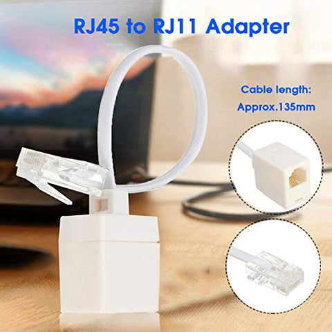 Uvital RJ45 to RJ11 Converter Adapter Connector M/F Cable, Telephone RJ11 6P4C Female to Ethernet RJ45 8P8C Male Converter Cord(2 Pack)