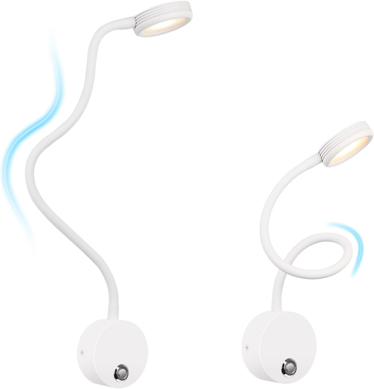 White flexible LED reading lamp on a white background