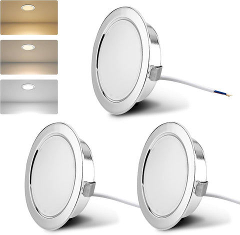 LED Furniture Lights 230V, 4W LED IP44 G4 20Mm Recessed Spotlights for Flat Furniture 3000K/4000K/6000K Kitchen Hood, Bathroom Recessed Spotlight (Nickel, Set of 6)