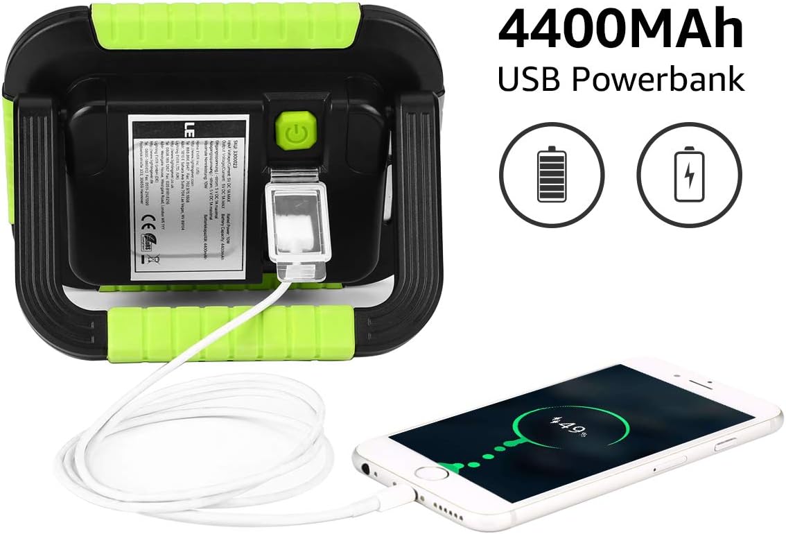 4400mAh USB power bank with a smartphone being charged, on a white background.