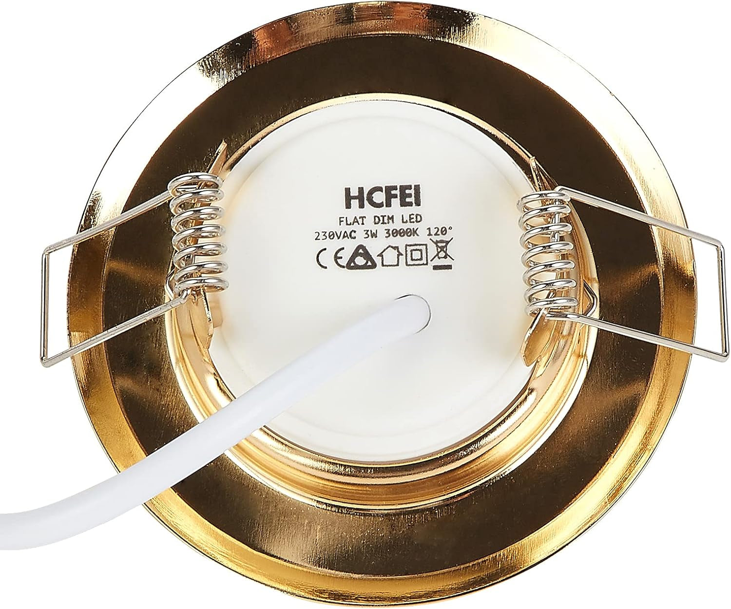 Flat LED Recessed Spotlight Ultra Flat Gold with LED Spot Module 230V I 3 W 320 Lumen I 120° Beam Angle I Dimmable I 55Mm Cut Out I Recessed Light round (Pack of 3 - Warm White)