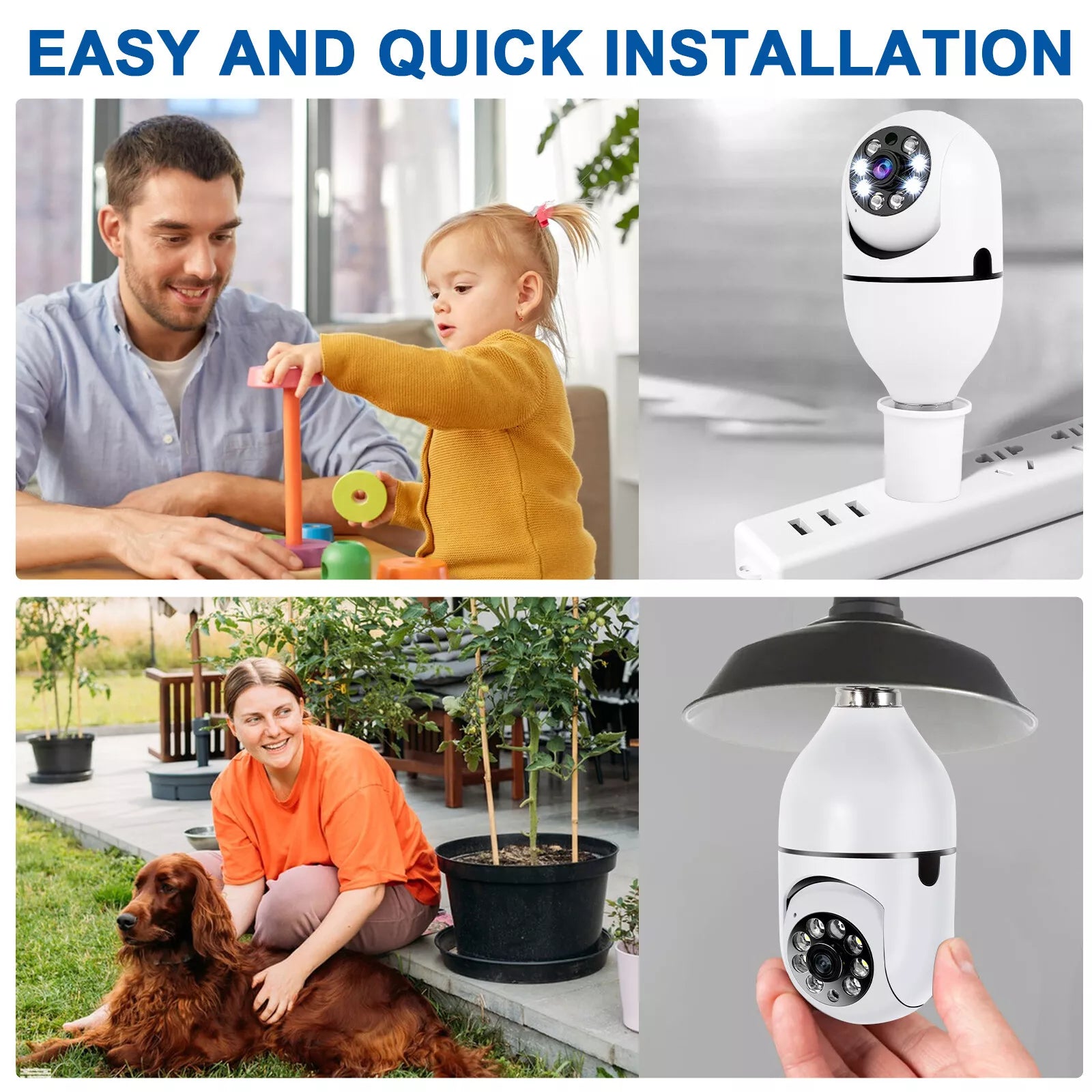 2-Pack E27 Light Bulb Security Camera Wi-Fi – Smart Home 1080P