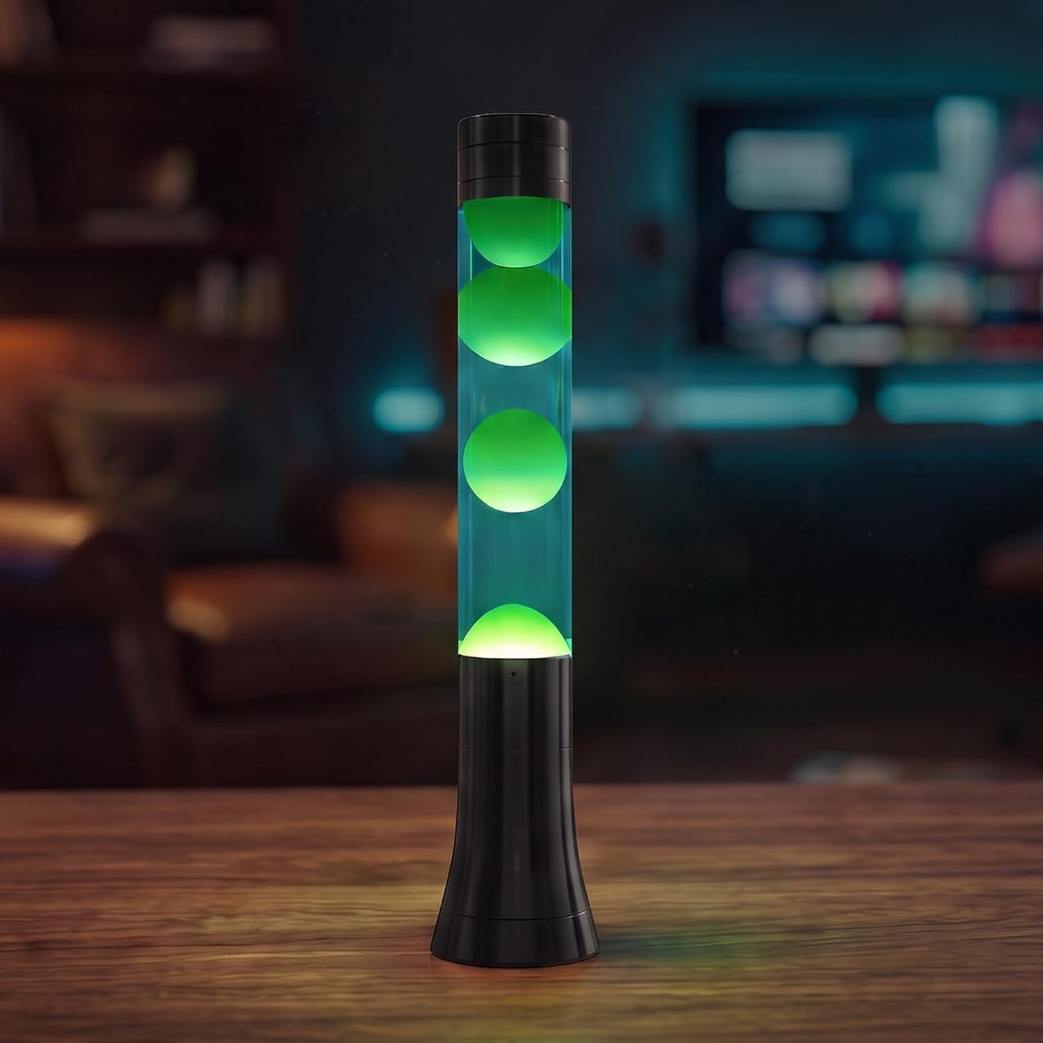 15.35" Liquid Motion Lamp, Green Wax, Blue Liquid | Relaxing Mood Light for Adults and Kids, Night Light for Home Decor, Christmas Gift