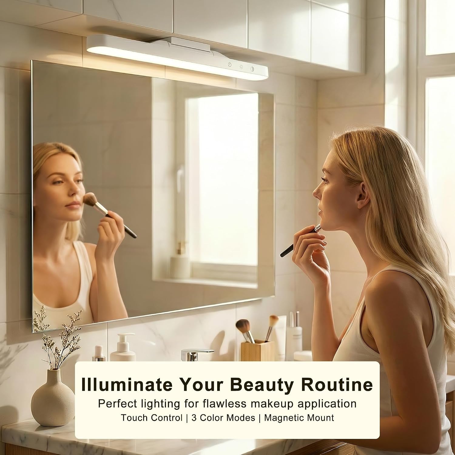 Vanity Lights, Rechargeable Battery-Operated Stick-On Mirror Lights, LED Makeup Light for Dressing Table & Bathroom Mirror(1 Pcs)