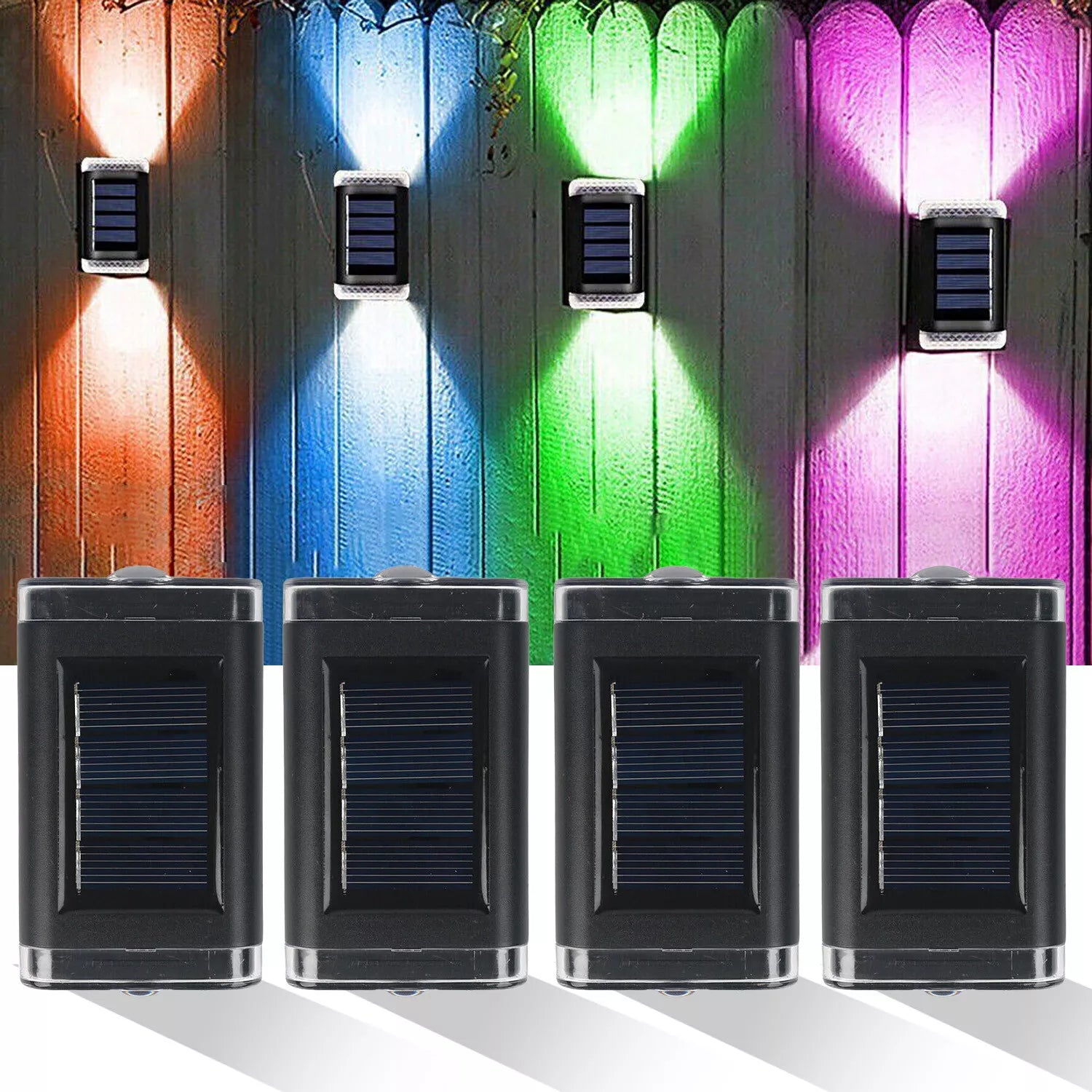 4X Colourful Solar Fence Lights in UK LED Outdoor Garden Lamps
