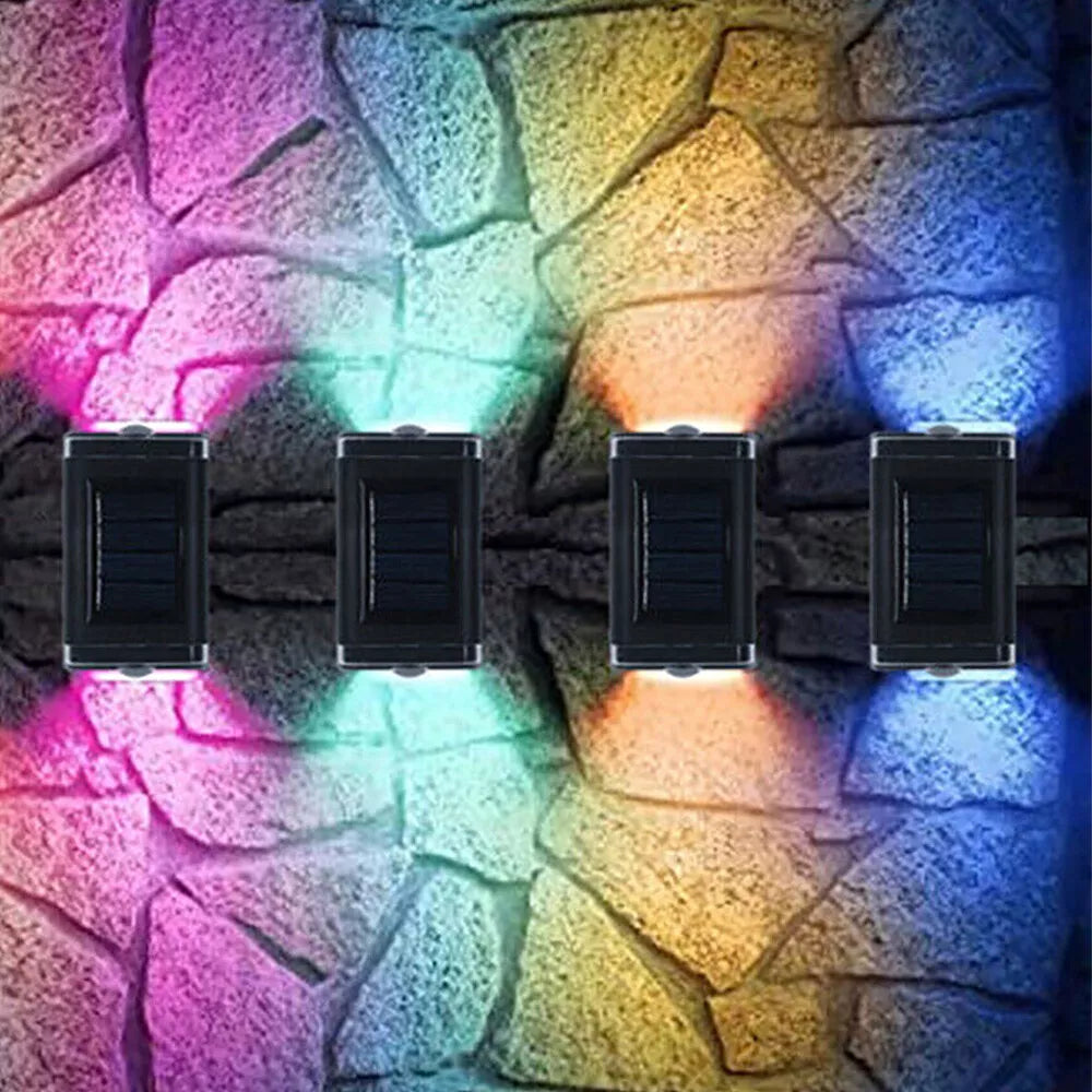 4X Colourful Solar Fence Lights in UK LED Outdoor Garden Lamps