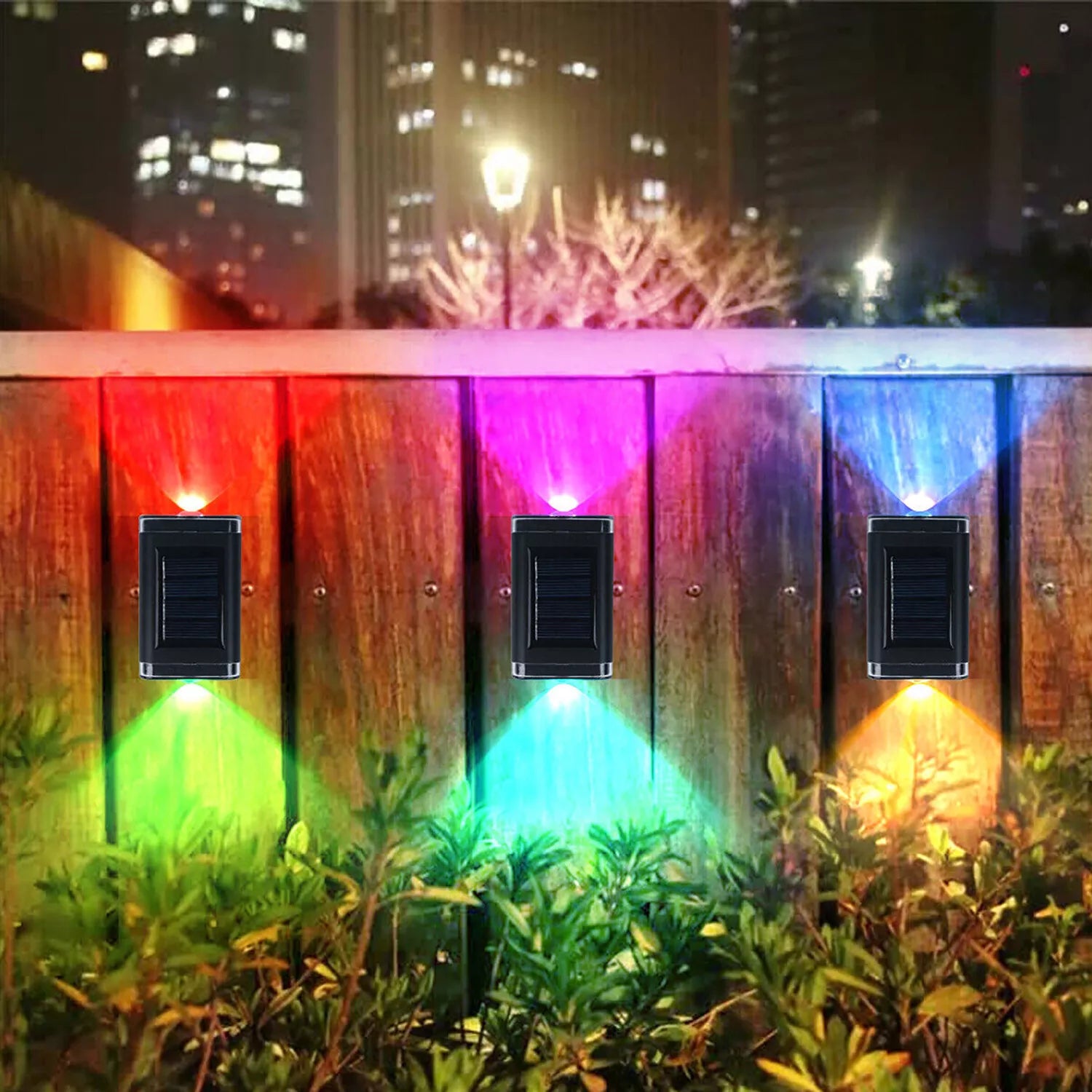 4X Colourful Solar Fence Lights in UK LED Outdoor Garden Lamps