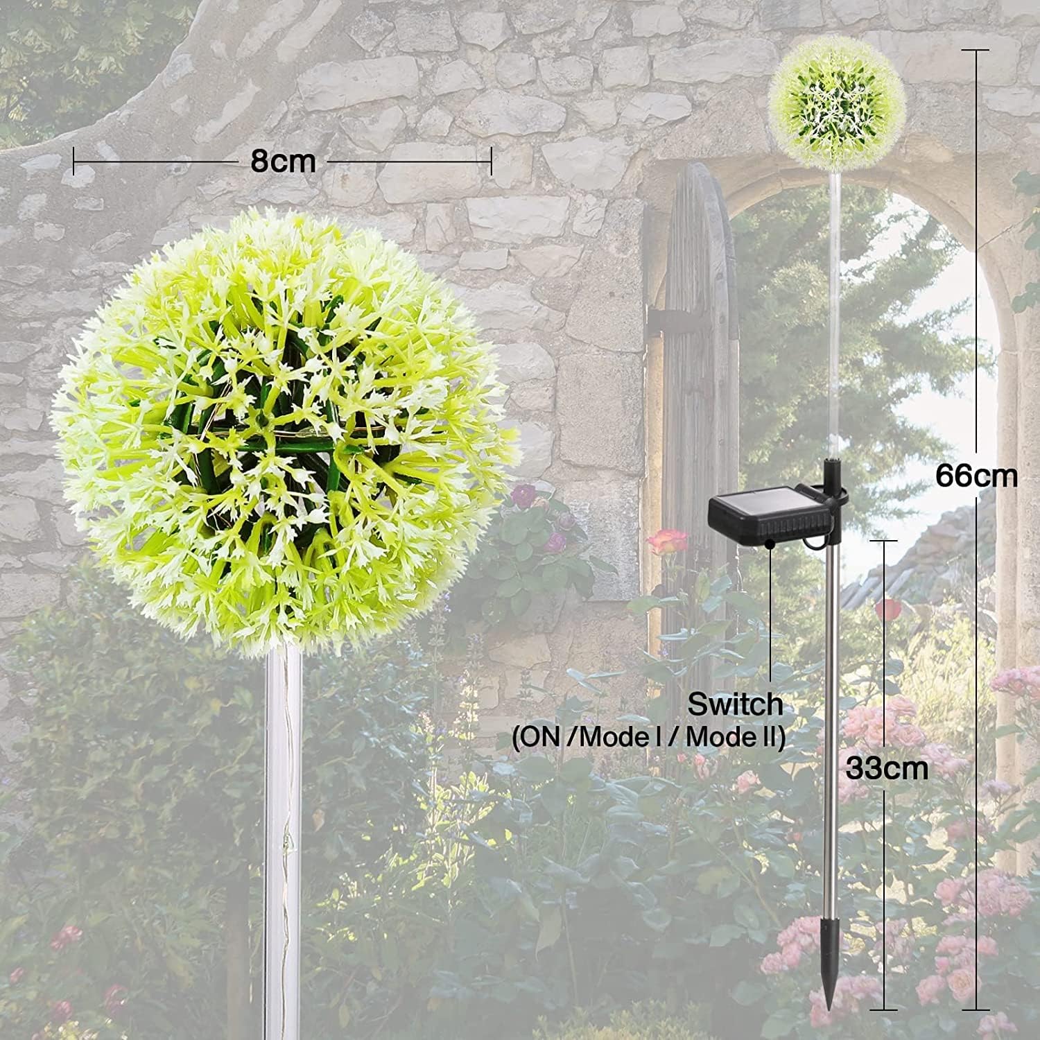 4 Pack Solar Lights Outdoor Garden, Dandelion Garden Christmas Lights with 16 Colourful LEDs, Waterproof Solar Flower Lights for Lawn Yard Garden Ornaments Outdoor Christmas Decorations
