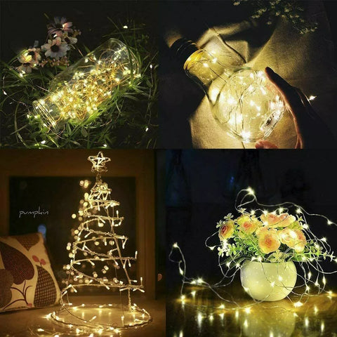 Table display with bottle LED string lights

