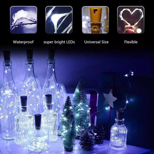 4 X LED Warm White Bottle Stopper String Lights 2M 20 LED airy Wine Cork Shaped