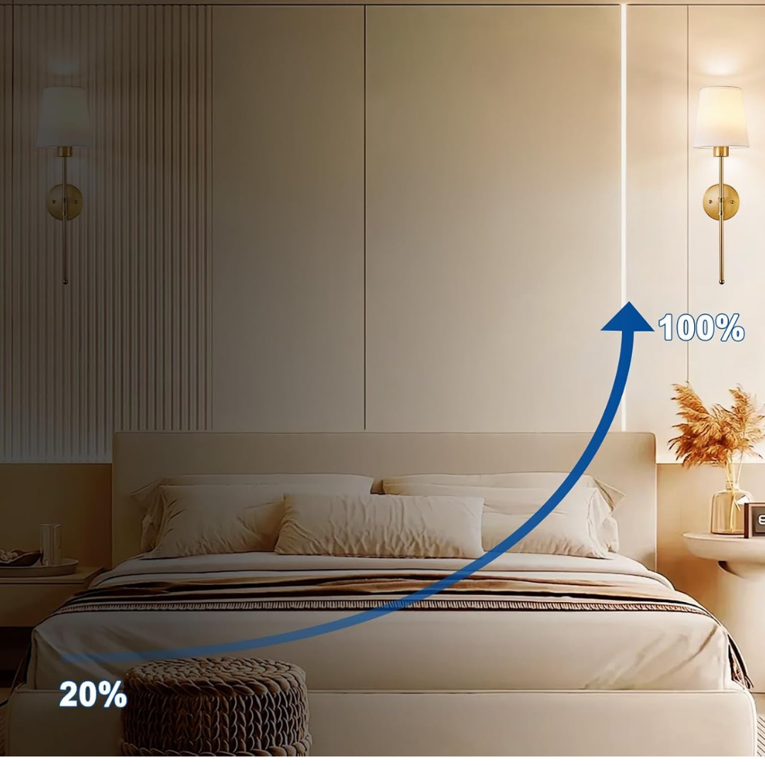 Rechargeable Wireless Wall Sconce Set, Remote Controlled Adjustable LED Light, Battery Powered Decorative Lamp for Bedroom and Living Spaces
