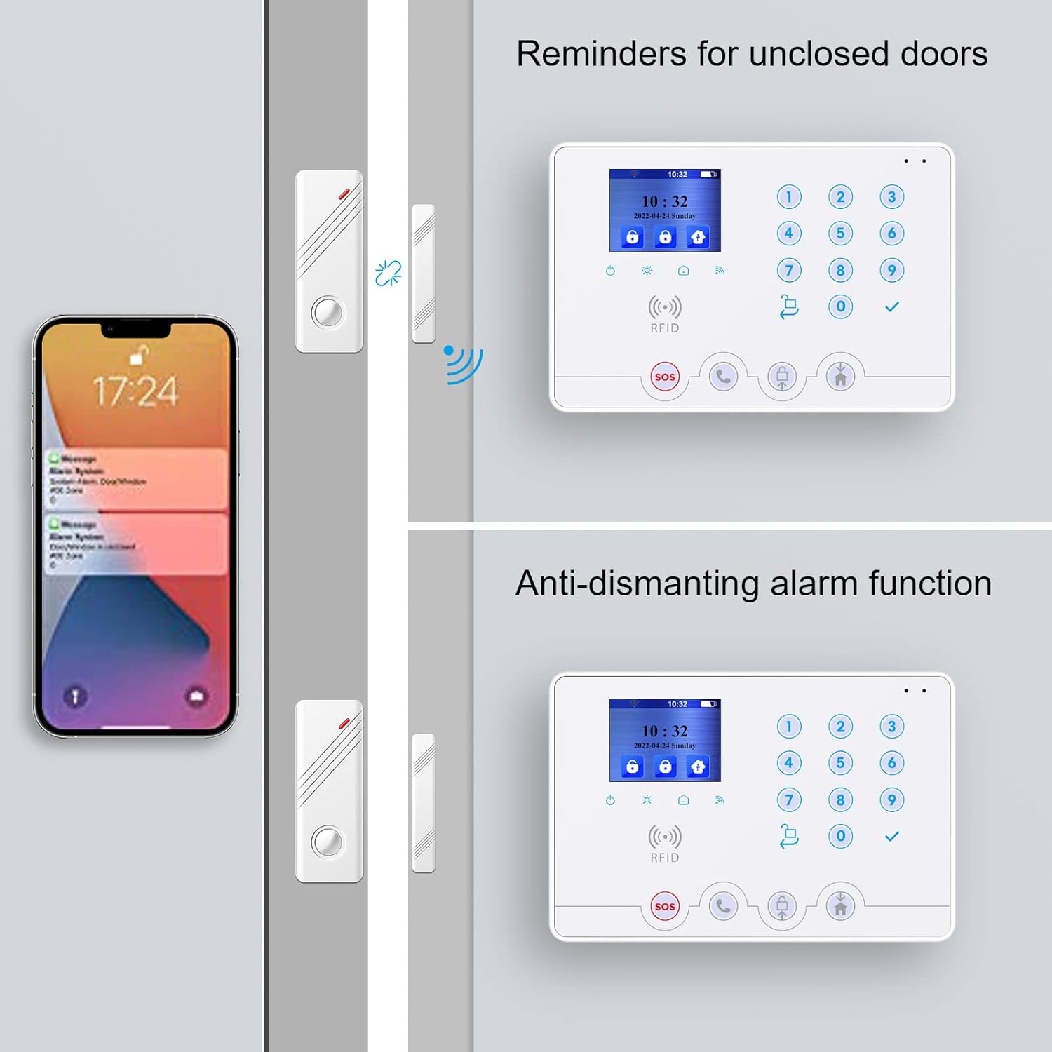 WiFi + 4G Wireless Home Burglar Alarm System Kit. Tuya Smartlife APP Amazon Alexa, with Siren Window Door sensor Motion Detector RFID - thelights4u.com