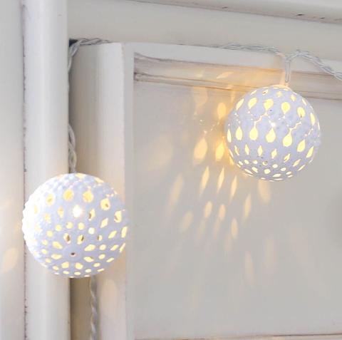 Set of 3 Indoor Silver Moroccan Fairy Lights, Battery Operated 10 Warm White LEDs, 1.35m - thelights4u.com