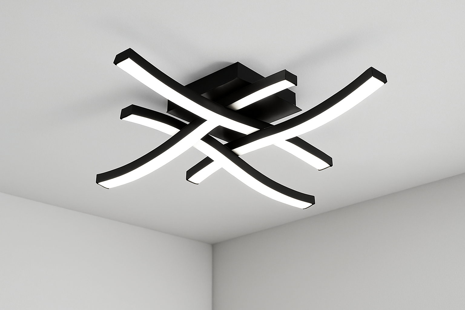 4 wave ceiling light black