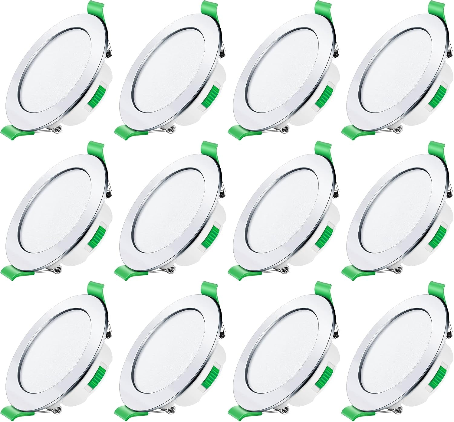 3CCT LED Downlights Ceiling Dimmable 7W IP65 Cutout 67-75MM 6 Pack | Slim Recessed Ceiling Lights, 3000K 4000K 6500K Selectable Bathroom Kitchen Spotlights, round White