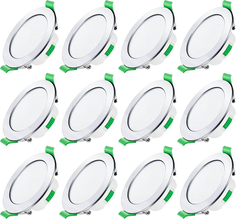 3CCT LED Downlights Ceiling Dimmable 7W IP65 Cutout 67-75MM 6 Pack | Slim Recessed Ceiling Lights, 3000K 4000K 6500K Selectable Bathroom Kitchen Spotlights, round White