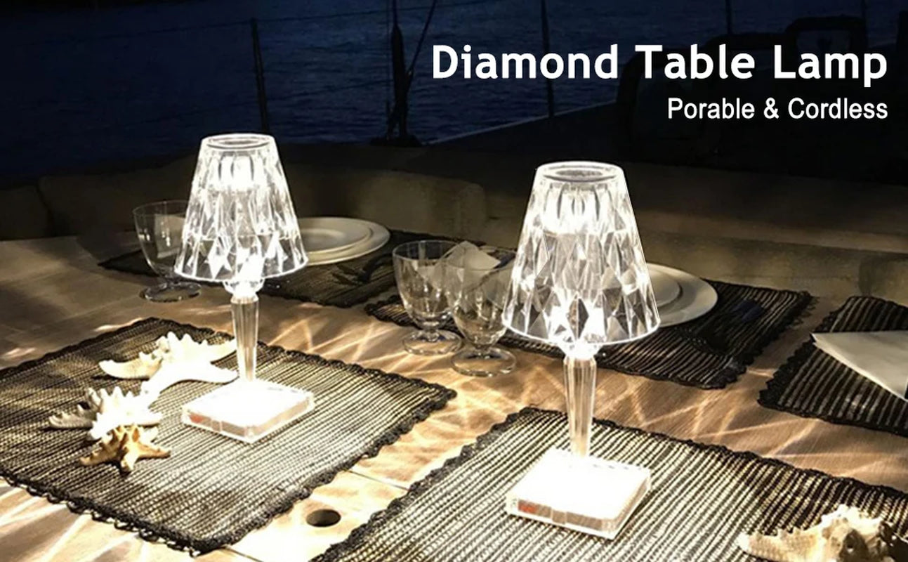 LED RGB Crystal Table Lamp – 16 Colour Modes – Remote Control – USB Rechargeable
