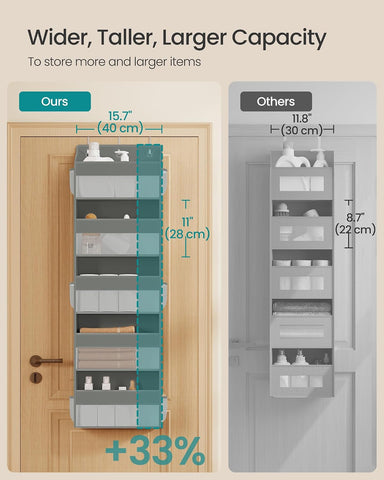 Over-The-Door Organiser, 5-Compartment Foldable Hanging Shelf