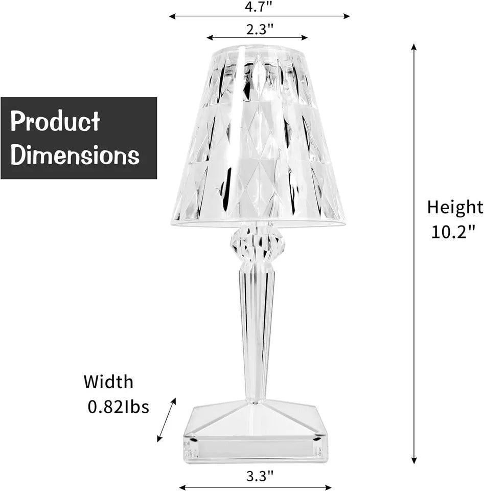 LED RGB Crystal Table Lamp – 16 Colour Modes – Remote Control – USB Rechargeable