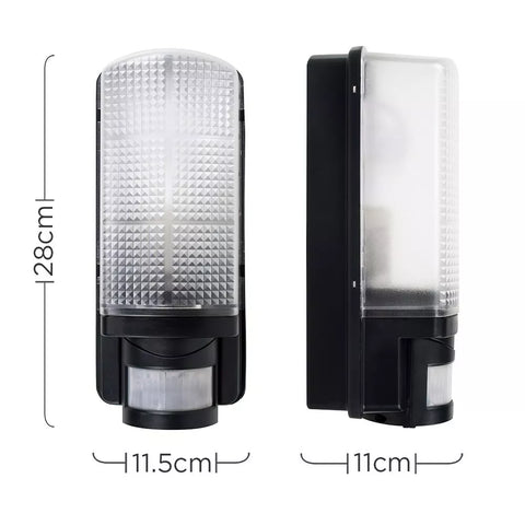 Black Outdoor PIR Motion Sensor Bulkhead Security Light