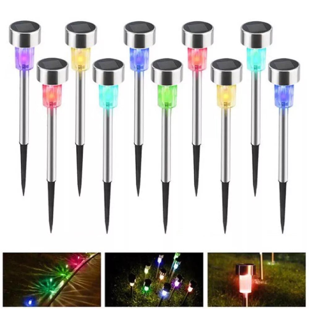 10Pcs Solar Power LED Stake Lights – Waterproof Outdoor Garden Lights