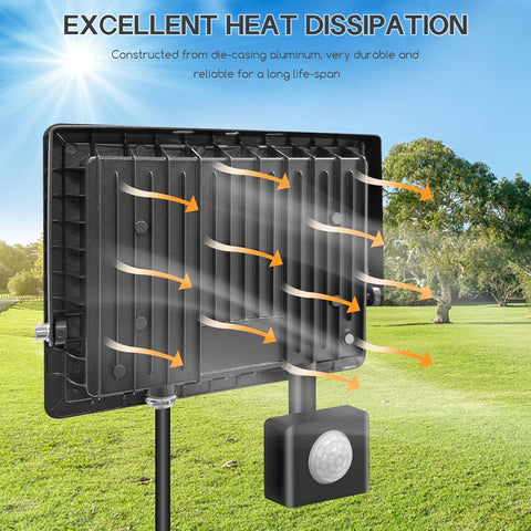 Floodlight housing made of aluminium and tempered glass

