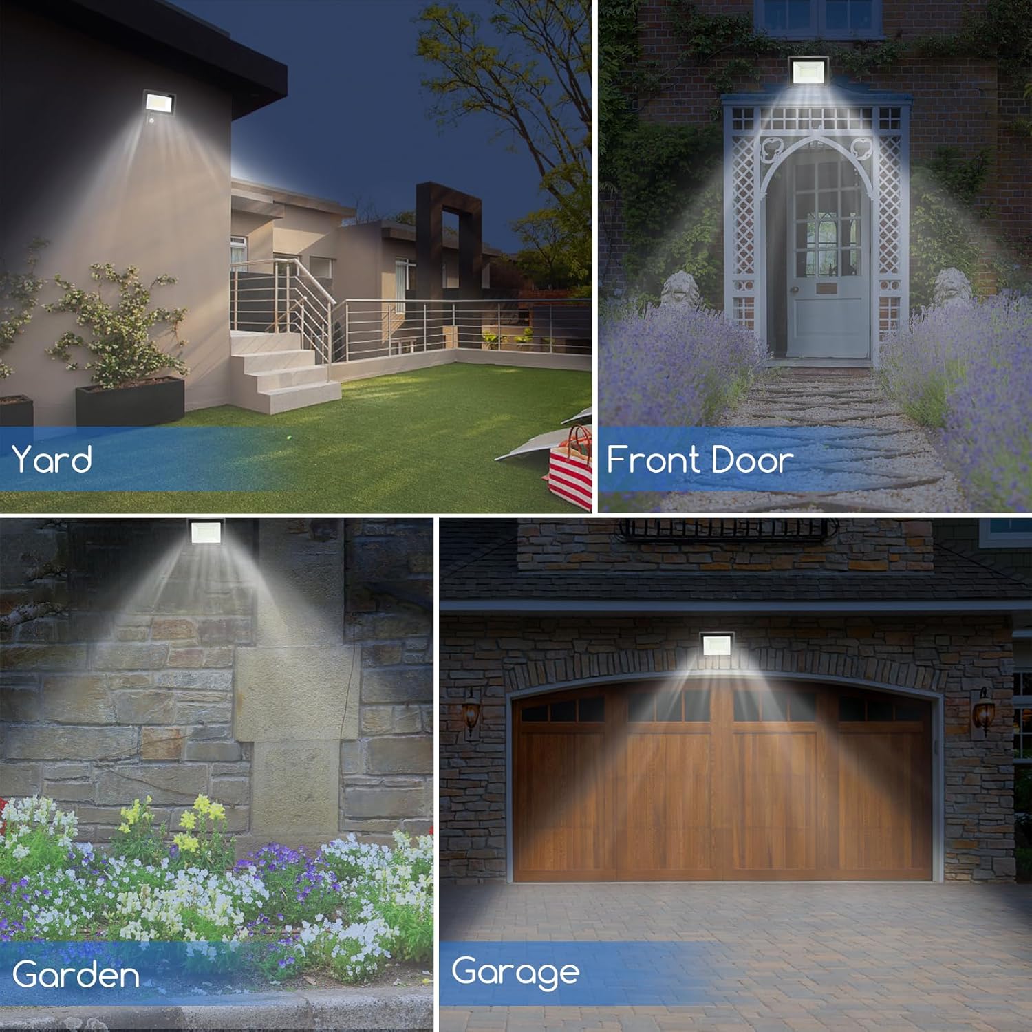 Weatherproof IP66 security floodlight lighting a driveway

