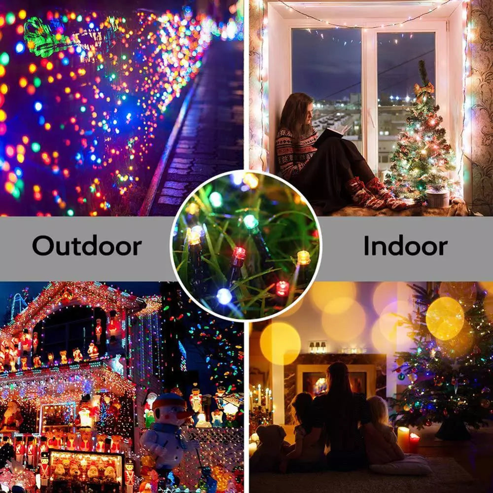 Solar garden lights illuminating a flower bed

