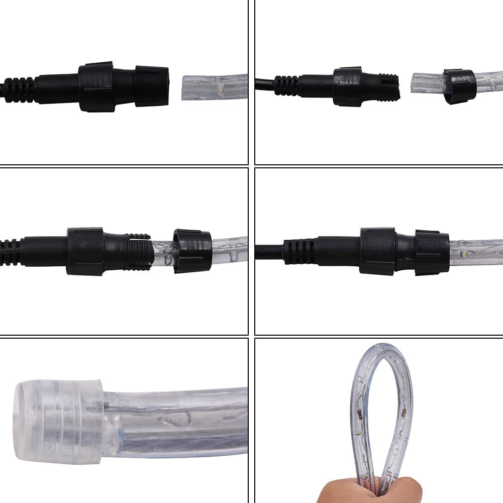 Collage of black and clear connectors on a white background
