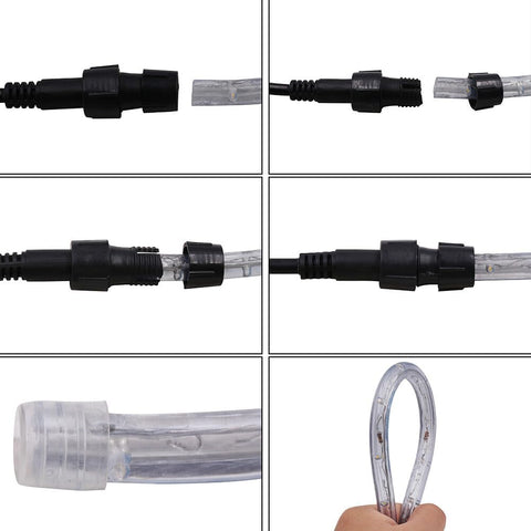Collage of black and clear connectors on a white background