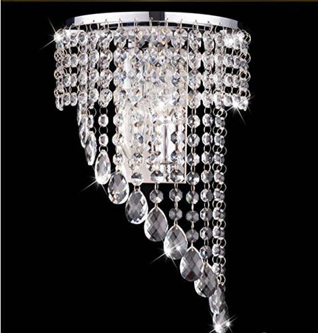 Crystal Wall Light with Stainless Steel Base and Crystal Chain