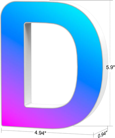 Light Up Letters USB Powered, LED Letter Lights Color Changing Alphabet Sign Gifts for Girls Women Party Birthday Decorations, APP Control, Night Light Christmas Valentine Wall Table Decor - D
