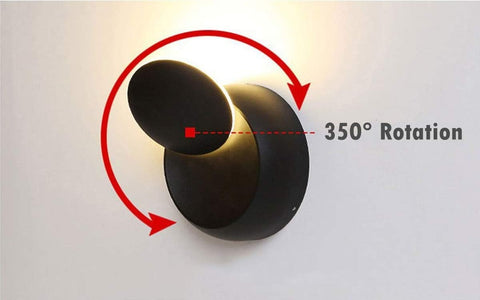 LED Wall Light 5W Rotatable Adjustable Sconce – 350° Directional Lighting Modern Indoor Lamp for Bedroom Living Room Bathroom Hallway Black Warm White
