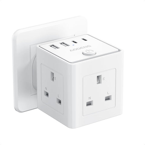 3-Way UK Plug Extension Socket with USB-A & USB-C Charging Ports – Compact Multi Plug Adapter with Safety Protection for Home, Office & Student Rooms – More Charging, Less Desk Clutter