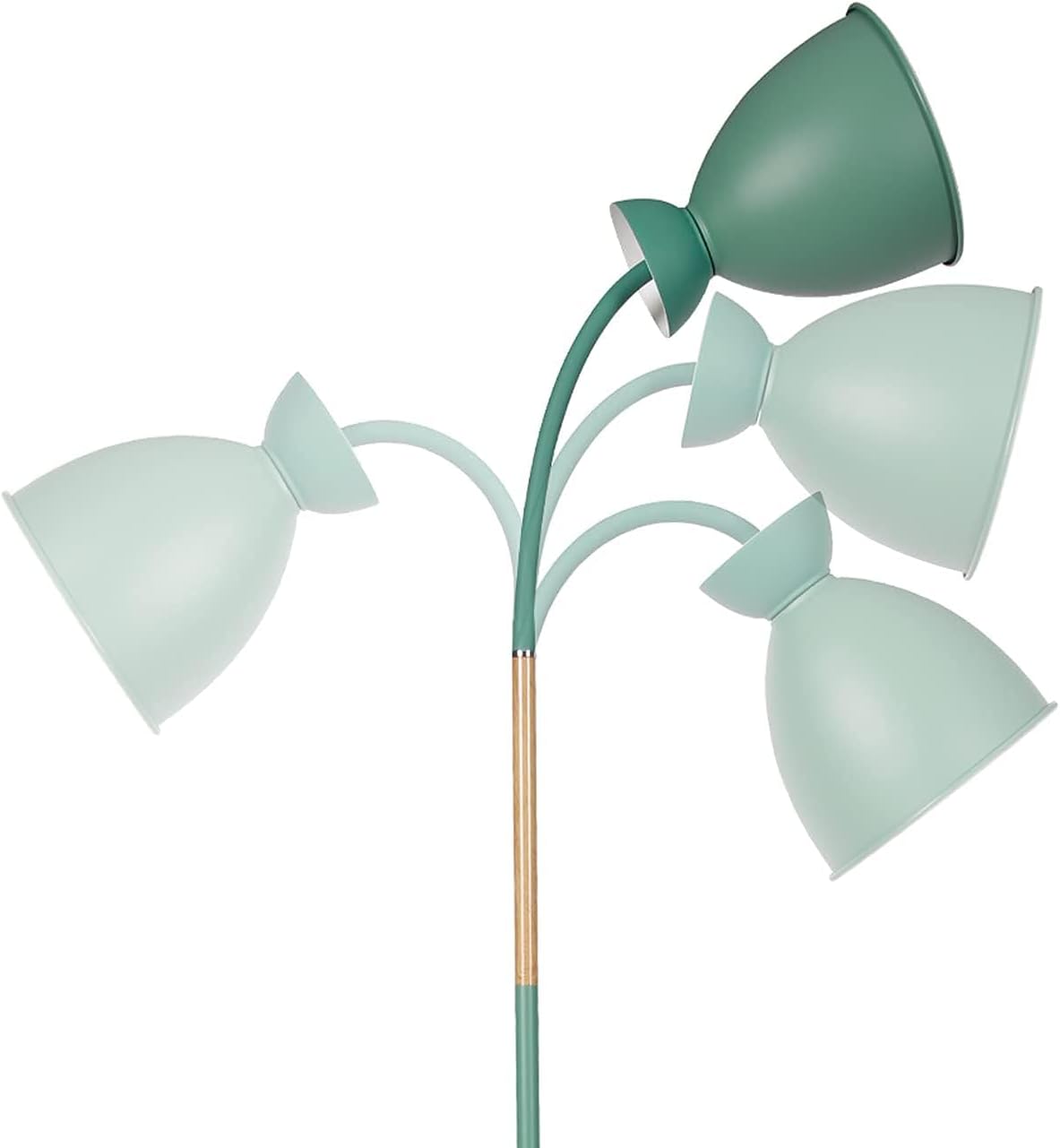Decorative floor lamp with green lampshades on a white background
