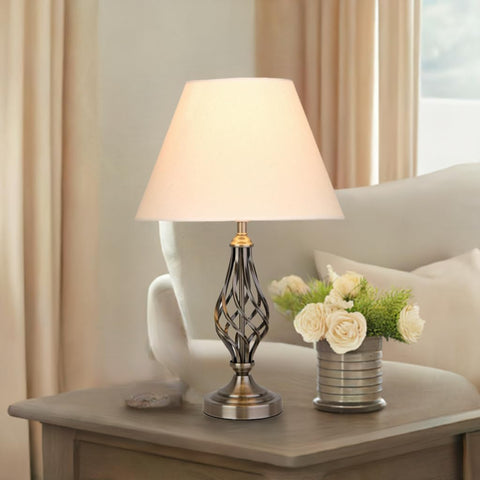Lighting Supermarket Kingswood Barley Twist Traditional Table Lamp & Shade - Antique Brass