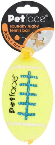 Petface Squeaky Rugby Tennis Ball Dog Toy