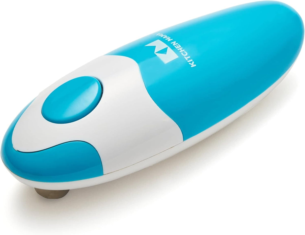 Kitchen Mama Electric Can Opener – Hands-Free Automatic, Smooth Edge, Battery Operated, One-Touch Button, Food-Safe – Sky Blue