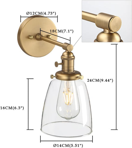 Vintage Industrial Glass Wall Sconce Antique E27