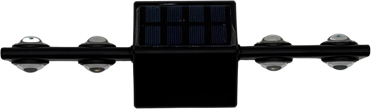 SOLARI Pack of 2 Solar Wall Lights Outdoor Split Design 8 LED Polysilicon Warm White Solar IP65 Light. Outdoor Daylight Sensor Garden/House Wall, Staircase, Fence Light. Dusk to Dawn Auto On/Off.