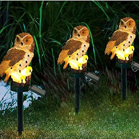 Owl Solar LED Garden Light Outdoor Waterproof Lawn Ornament, Decorative Owl Statue Solar Powered Yard Lamp for Patio, Pathway & Garden Décor (Brown)