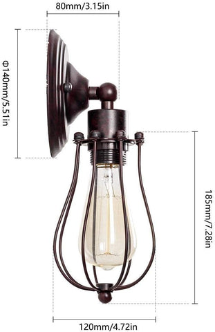 LULING Industrial Wall Sconce Vintage Lighting Adjustable Lamp Rustic Wire Metal Cage Oil Rubbed Wall Light Shade Edison Style Antique Fixture Porch Mirror