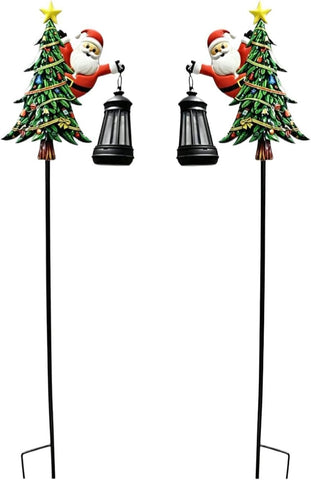 Solar Christmas Garden Stake Lights Santa Tree Yard Lighting