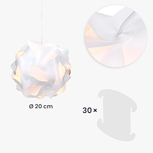 DIY Puzzle Lamp Shade - Modern IQ Jigsaw Light in 30 Pieces min. 15 Different Designs - Diameter approx. 15.7 in / 40 cm