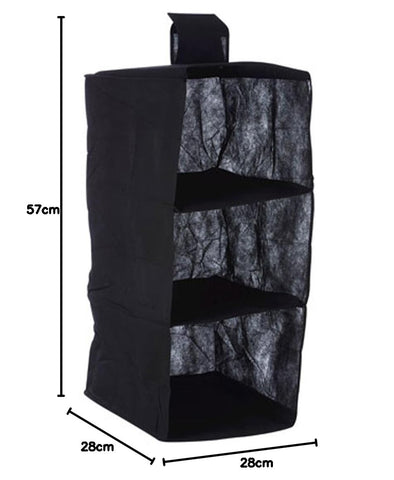 Premier Housewares 3-Section Hanging Garment Organiser, Blue – Lightweight Wardrobe Storage for Shoes, Clothes & Seasonal Essentials