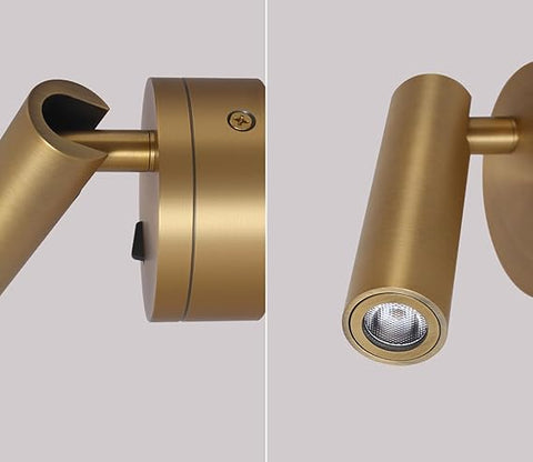 Adjustable LED Wall Light - 320° Rotatable Reading Light with Brass Finish